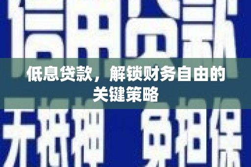 兴庆低息贷款，解锁财务自由的关键策略