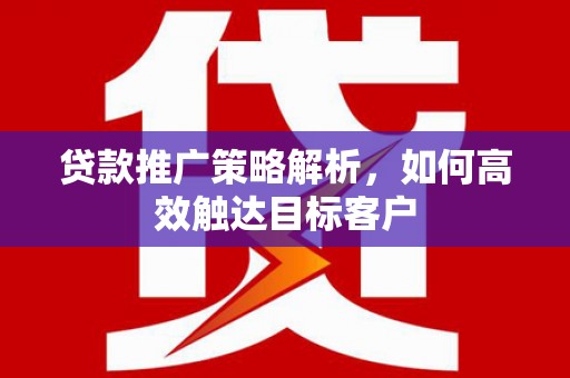 兴庆贷款推广策略解析，如何高效触达目标客户