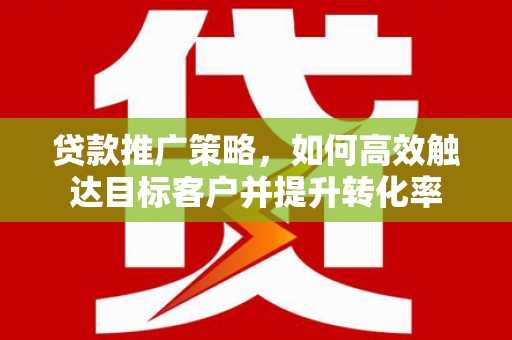 兴庆贷款推广策略，如何高效触达目标客户并提升转化率