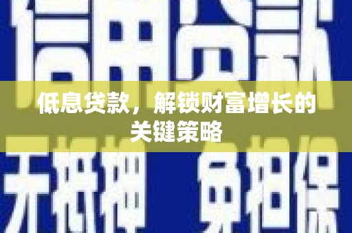 兴庆低息贷款，解锁财富增长的关键策略
