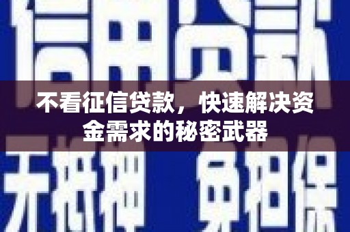 兴庆不看征信贷款，快速解决资金需求的秘密武器